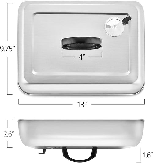 13x 9.75Inch Cheese Melting Domes, HaSteeL Rectangular Basting Steam Cover - Image 2