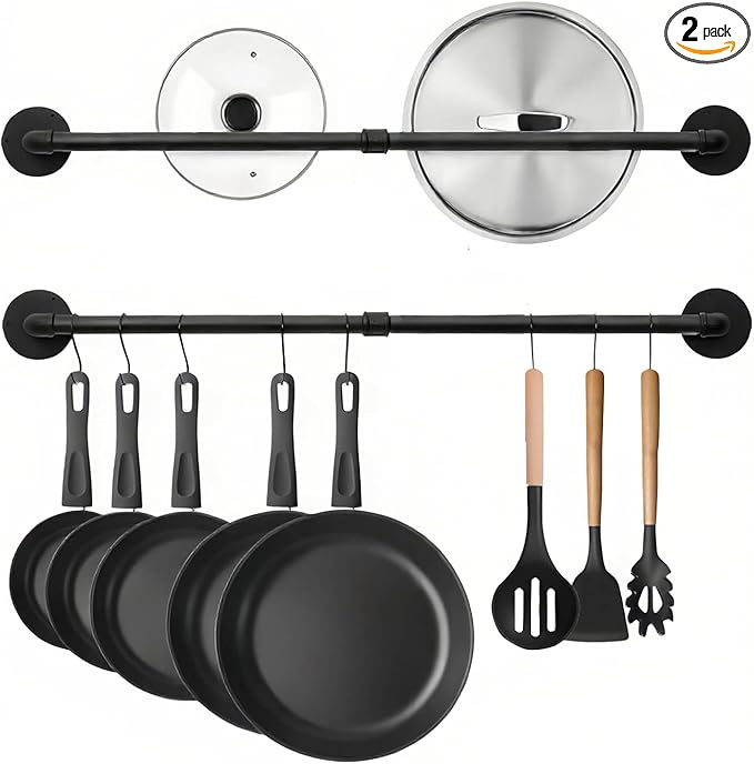 24 inch Pan Rack Wall Mounted Set of 2, Pan Hangers by BOSHANGJIA