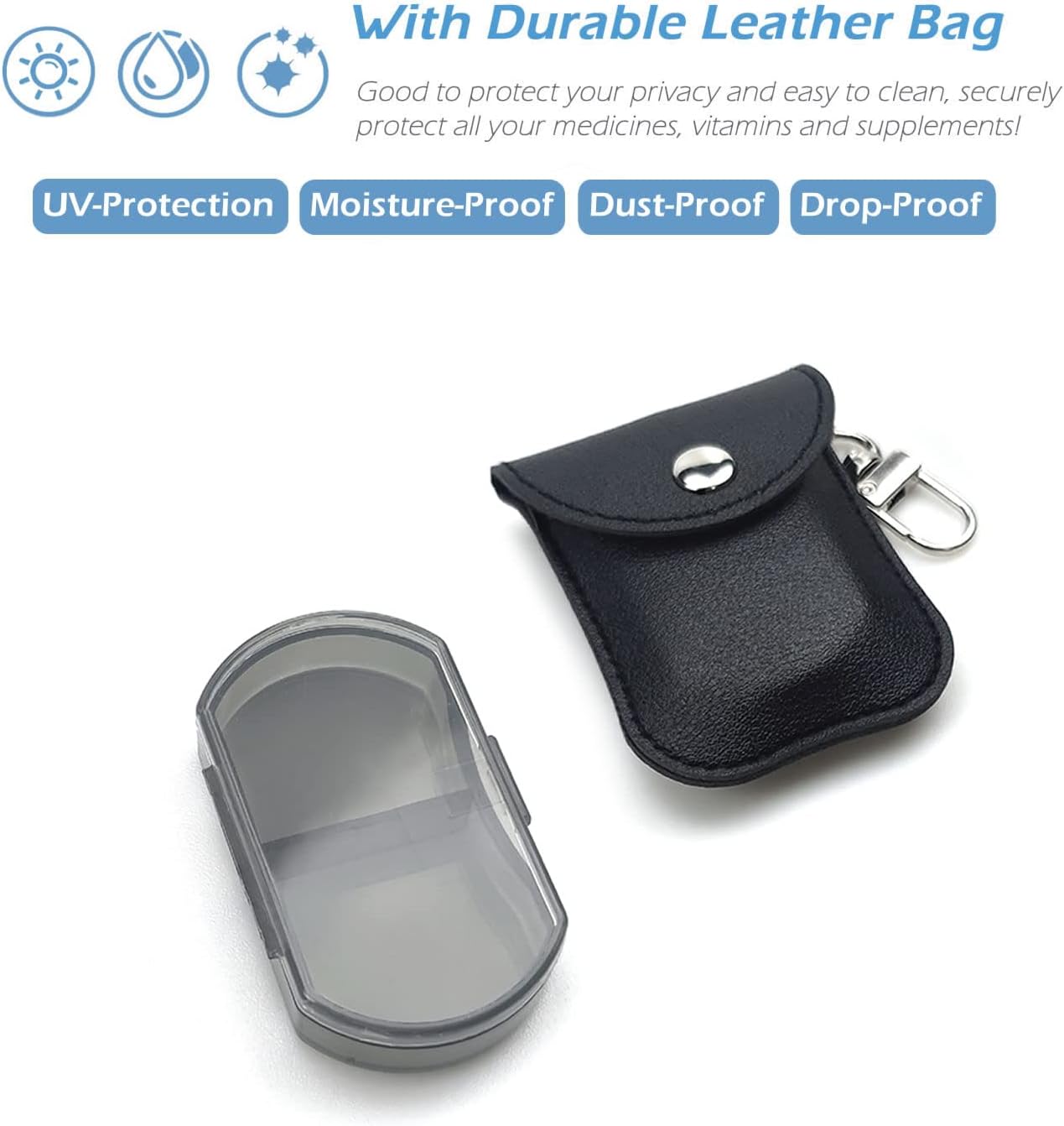 VOFOON 3 Pack Small Pill Organizer, Travel Pill Box for Purse, Keychain Pill Holder, Pocket Pill Container, 2 Times a Day Daily Portable Medicine Vitamin Case, Fish Oil Box, Supplement Box
