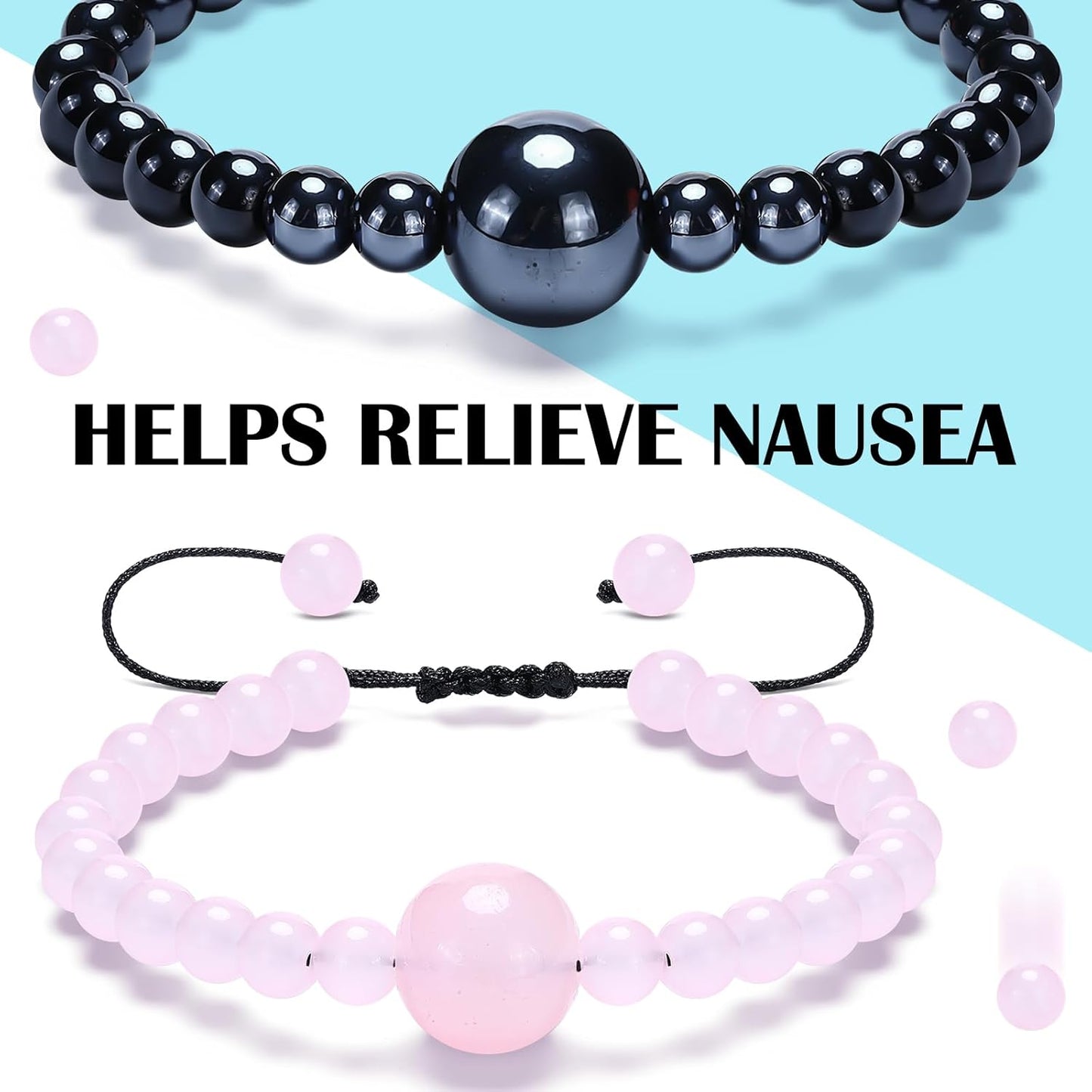 Sureio 6 Pcs Motion Sickness Bands Bracelet Anti Nausea Adjustable Wristband for Cruise Ship Essentials Seasickness Adult