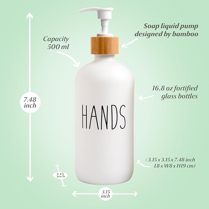 LOOCHICA 2 Pack White Glass Soap Dispenser Set - Image 3