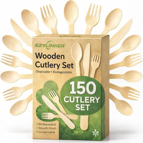 100% Compostable Cutlery Set by EZYLINKER