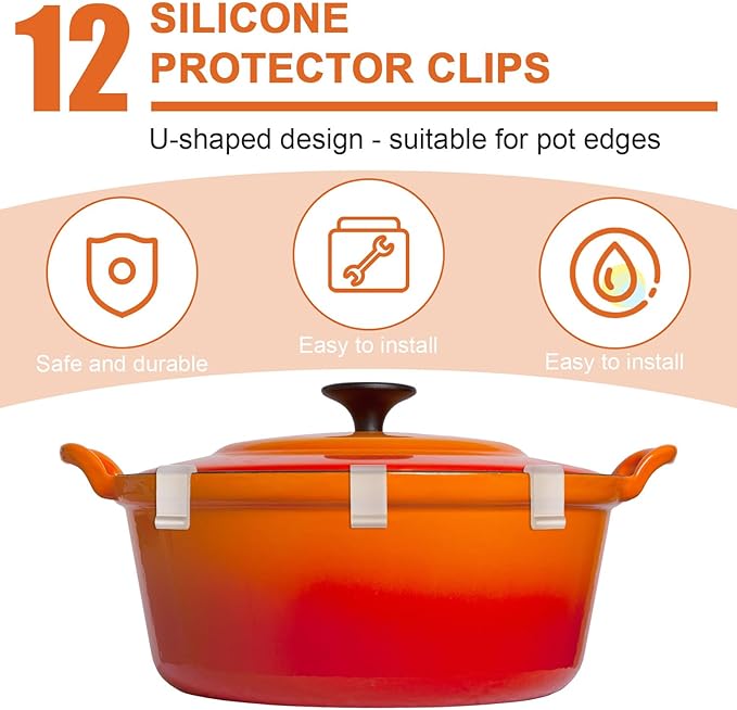 24pcs Dutch Oven Lid Protector Clips, Silicone Dutch Oven Lid Flexible Bumper - Image 3