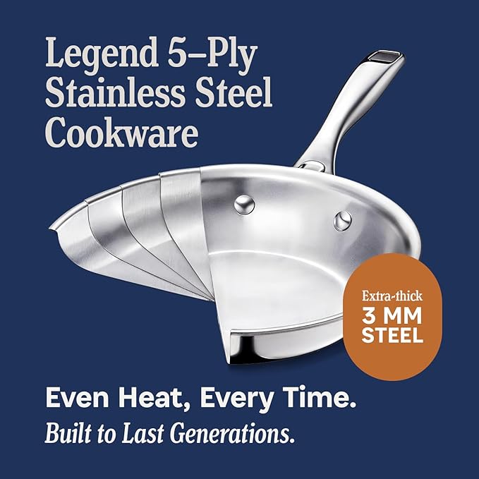 LEGEND COOKWARE 5-Ply Stainless Steel 5-Quart Dutch Oven - Image 3