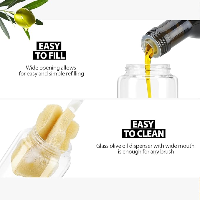 Aelga Olive Oil Dispenser - 14 OZ Glass Oil and Vinegar Dispenser Bottles Set - Image 3