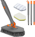 nacena Shower Scrubber with Long Handle, 3 in 1 Tile Tub Scrubber Brush with 3 by nacena