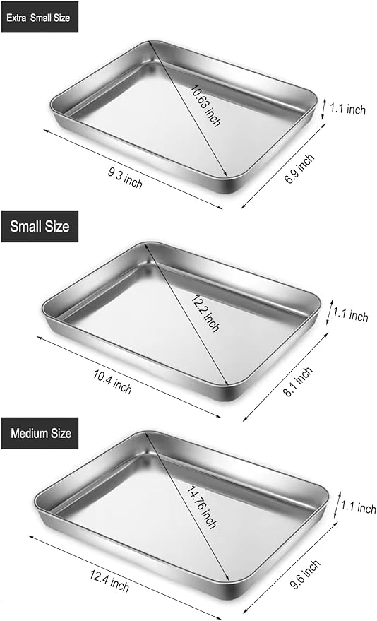 Small Cookie Baking Sheet Pans Stainless Steel 304 Little Serving Tray 10.4 - Image 2