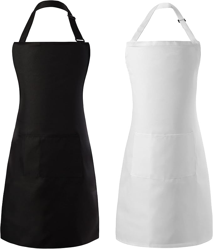 Tosewever 2 Pack Adjustable Bib Apron, Waterdrop Resistant Aprons by Tosewever