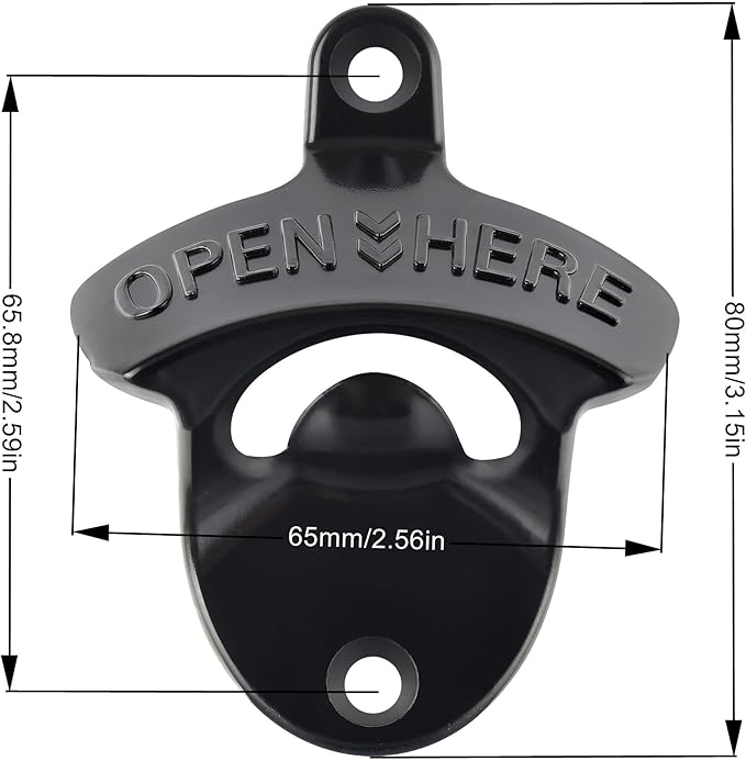 Black Bottle Top Opener Wall Mounted, Classic Open Here Beer Opener Mountable - Image 6