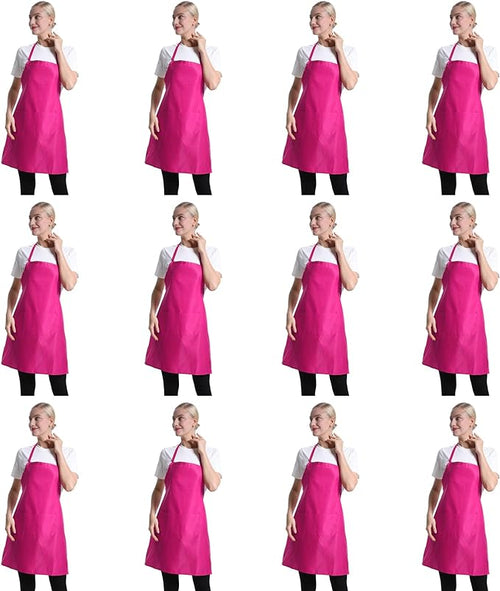 12 Pcs Bib Bulk Hot Pink Aprons by TSDSTORY