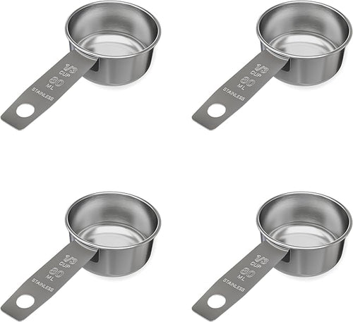 1/3 Cup Stainless Steel Measuring Cup | Sturdy Metal 80 ml | 80 cc | 3 oz | by Knupp+Co.
