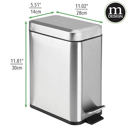mDesign Rectangular Step-Open Wastebasket Trash Can - Image 4