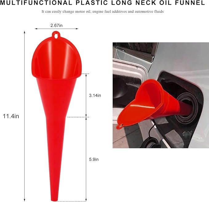 2 PCS Oil Funnel, Plastic Long Neck Multi-Purpose Spill Saver Funnel, Engine - Image 2