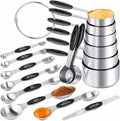 Measuring Cups & Spoons Set of 16, BOBIPRO Stainless Steel 8 Nesting Measure by BOBIPRO