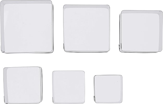 Ateco Plain Edge Square Cutters in Graduated Sizes, Stainless Steel - Image 2