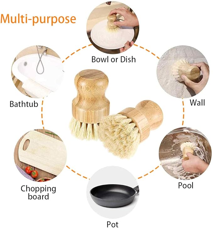 ECO Friendly Kitchen Cleaning Set, Wood & Bamboo Brushes - Image 5