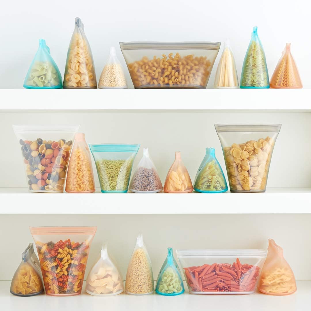 Zip Top Reusable Food Storage Bags | Medium Dish [Teal] | Silicone Meal Prep Container | Microwave, Dishwasher and Freezer Safe | Made in the USA