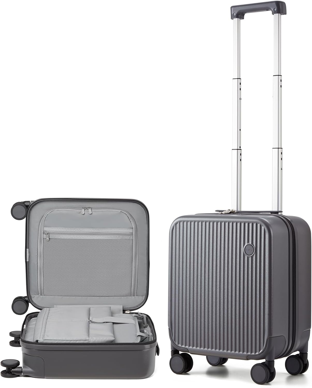 mixi Underseat Carry on Luggage 16 Inch Hardshell PC Suitcase with Spinner Wheels TSA Lock for Travel, Rock Gray