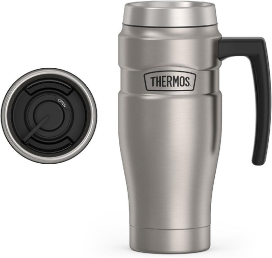 THERMOS Stainless King Vacuum-Insulated Travel Mug, 16 Ounce, Matte Stainless Steel