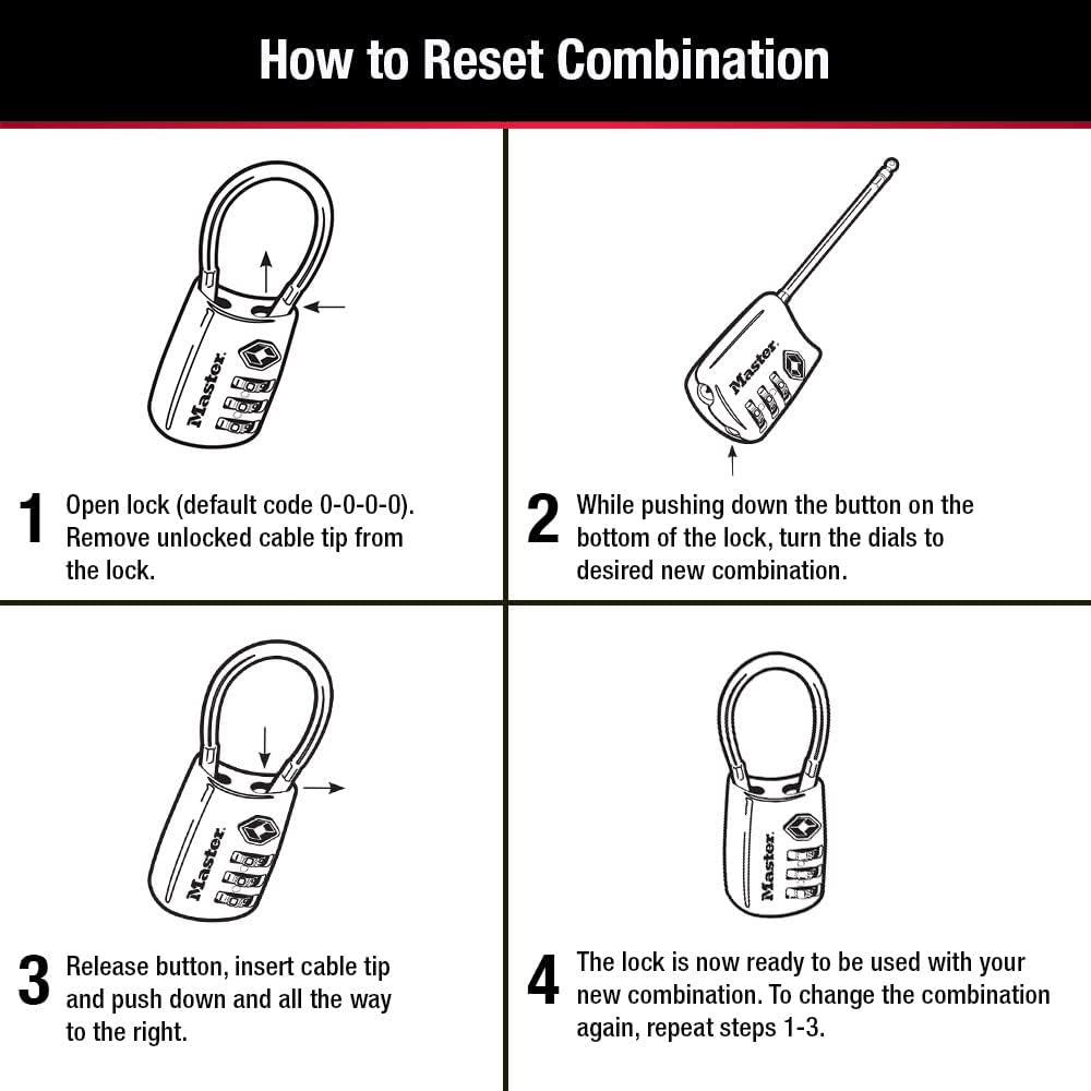 Master Lock Blue Set Your Own Combination TSA Approved Luggage Lock, Travel Zipper Padlock is Perfect for Suitcases, Bags, or Backpacks, 4 Pack, 4688BLUEC4