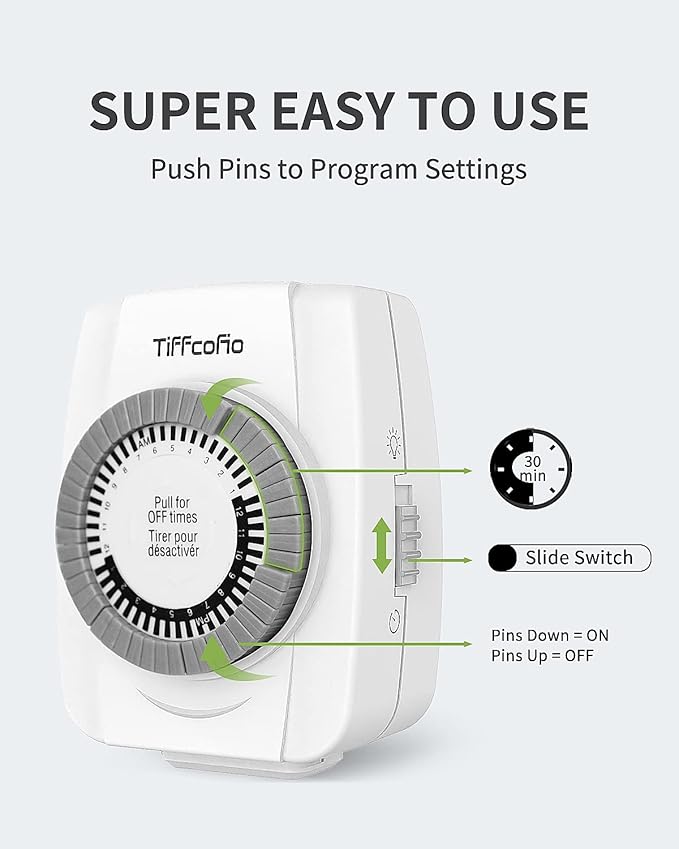TiFFCOFiO Indoor Mechanical Outlet Timer, 3 Prong Timers - Image 5