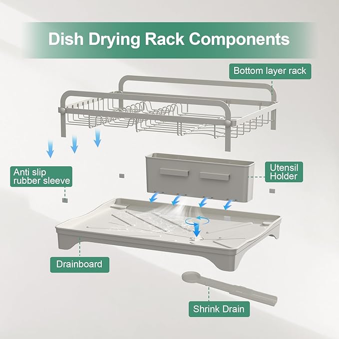 Dish Drying Rack, Dish Racks for Kitchen Counter, Metal Dish Drainer - Image 8