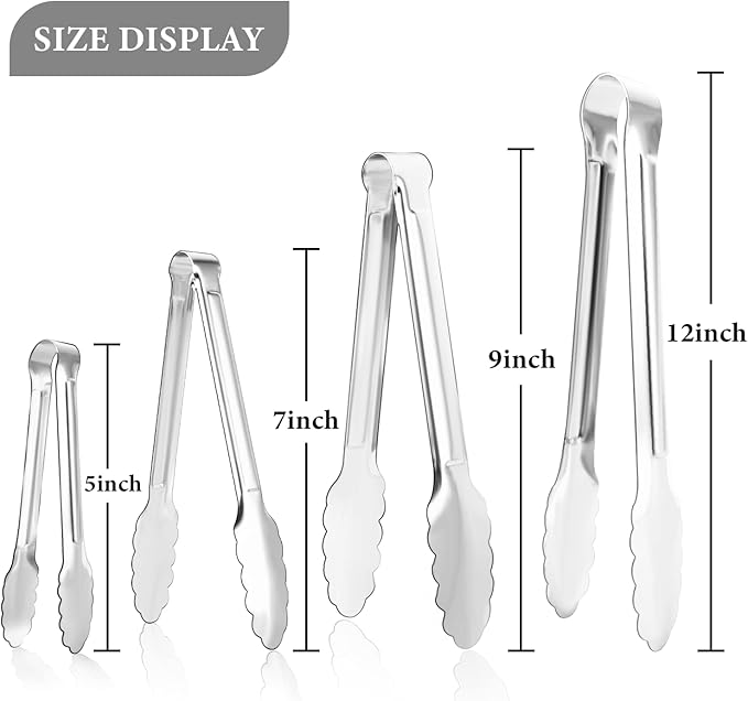12 Pack Small Serving Tongs, XEVOM Stainless Steel Sugar Tongs Mini Appetizers - Image 3