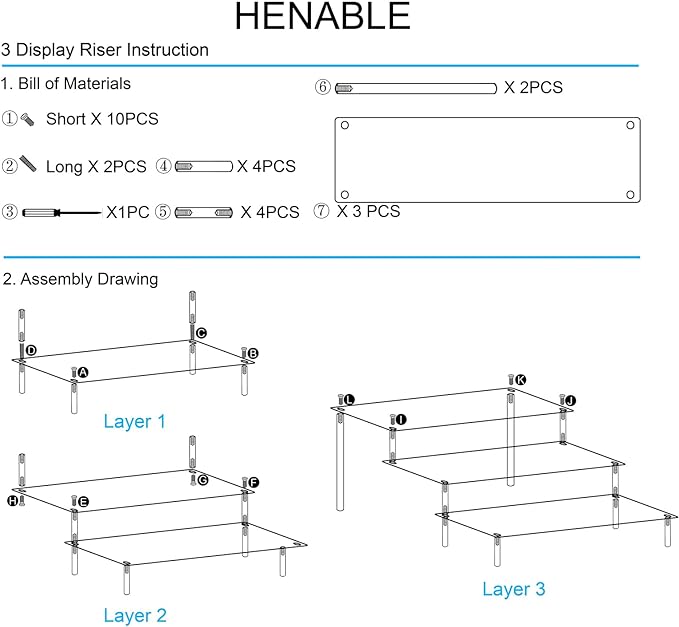 HENABLE Large Acrylic Display Risers, Perfume Stand Organizer, Tabletop Use - Image 6