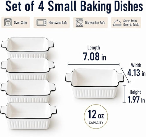 12 Oz Casserole Dish, Ceramic Baking Dishes Sets of 4, Small Casserole Dish - Image 2