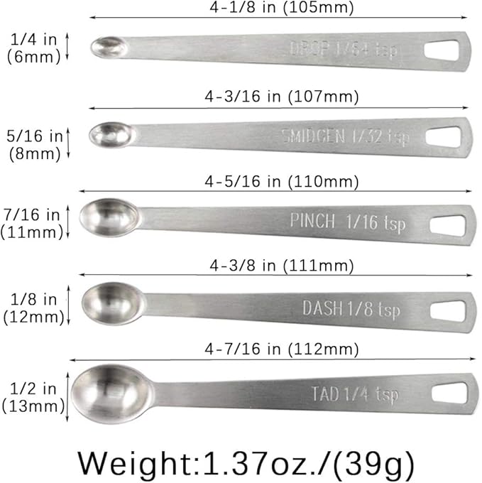 2Pack Mini Measuring Spoons Set, Heavy Duty Stainless Steel Teaspoon - Image 2