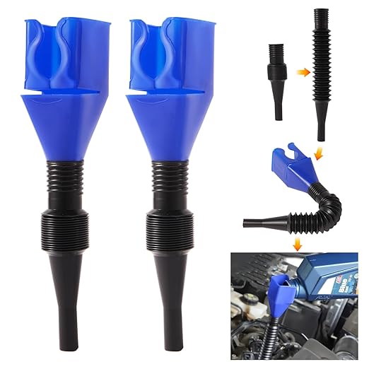 2-Pack Flexible Car Funnel for Oil Change, Retractable Snap-On Automotive Funnel by Unknown