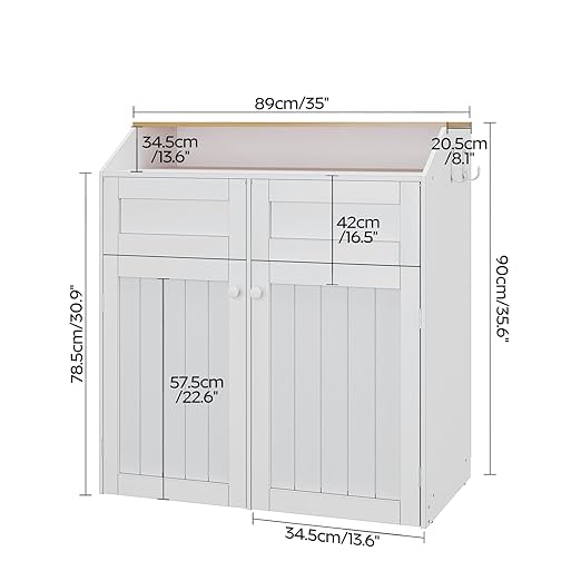 YATINEY Double Trash Cabinet, 20 Gallon Freestanding Trash Can Cabinet - Image 3