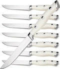 Alata 8-Piece White Steak Knives Set, Stainless Steel Steak Knife set by Alata