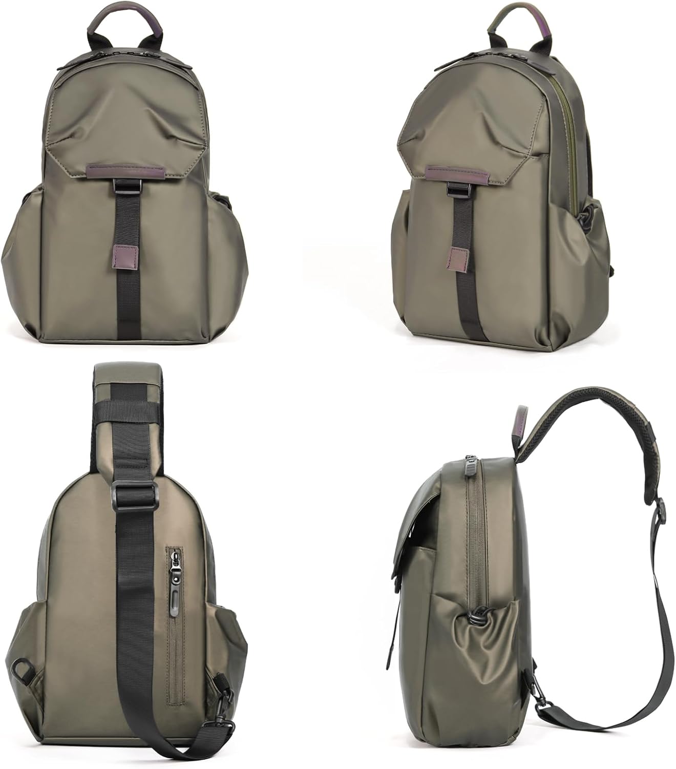 Crossbody Messenger Bag for Women Men Travel Backpack Convertibale Sling Bag Travel Hiking Daypack，Water-Resistant (champagne, small)