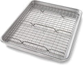 USA Pan Bakeware Quarter Sheet Baking Pan and Bakeable Nonstick Cooling Rack Set by USAPan