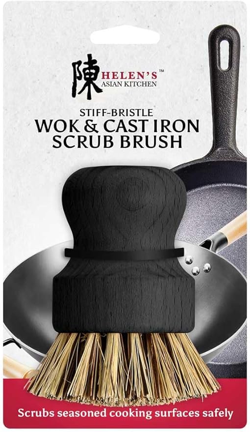 Helen’s Asian Kitchen Wok and Cast Iron Scrub Brush, Natural Stiff-Union - Image 2