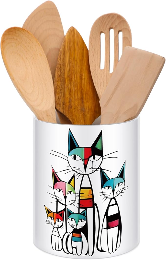 WILLBOND Cat Kitchen Decor Acrylic Kitchen Utensil Holder Crock Spoon Organizer by Willbond+Technology+Limited