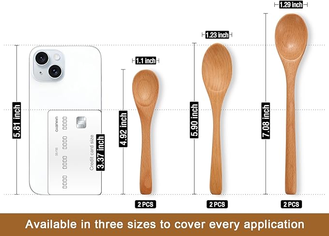6 Piece Small Wooden Spoons Set - Image 2
