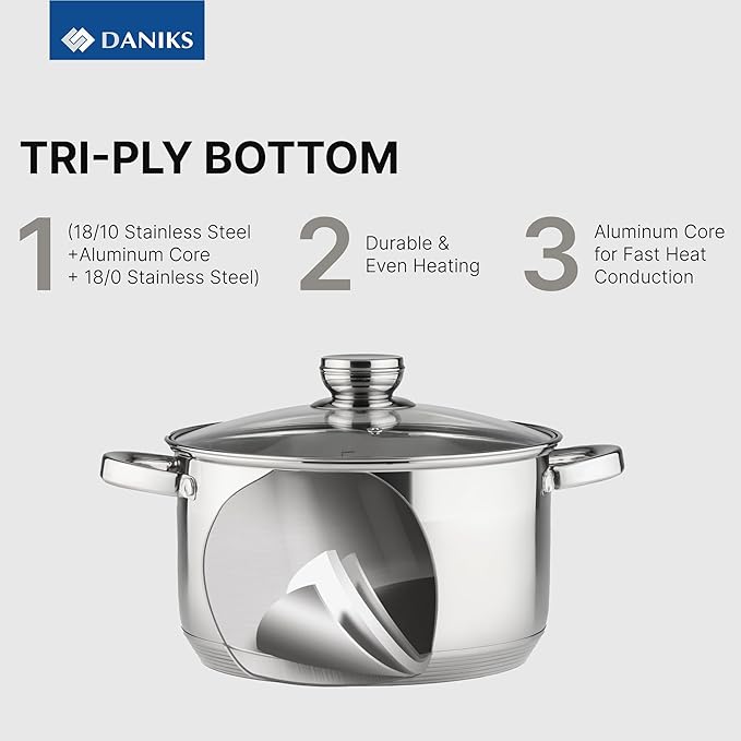 Daniks Standard 4 Quart Stainless Steel Stock Pot - Image 3