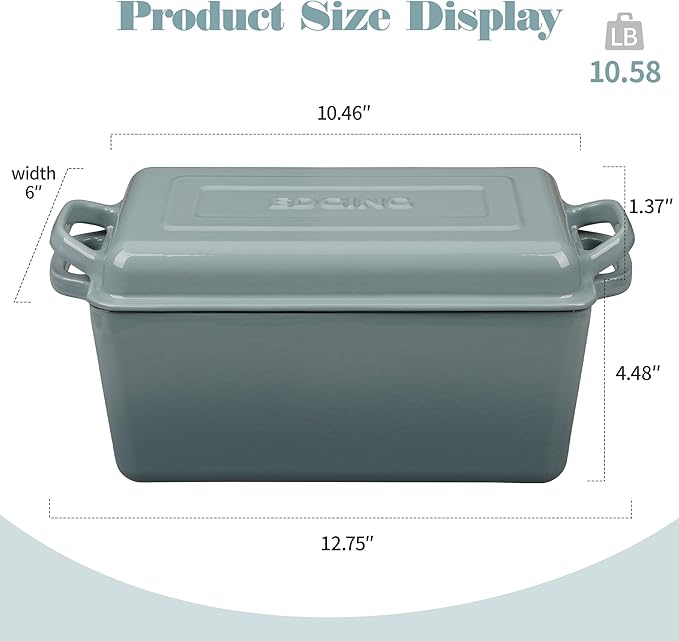 EDGING CASTING Enameled Cast Iron Dutch Oven, Oblong Bread Oven - Image 2