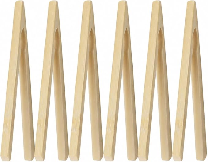 HIC Kitchen Toast Tongs, Natural Bamboo, 6.5-Inches by HIC