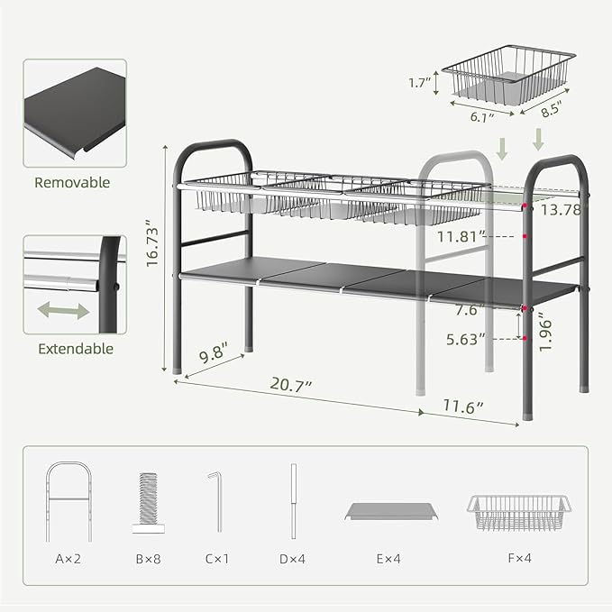NETEL Under Sink Organizers and Storage, 2 Tier Expandable Under Cabinet - Image 3