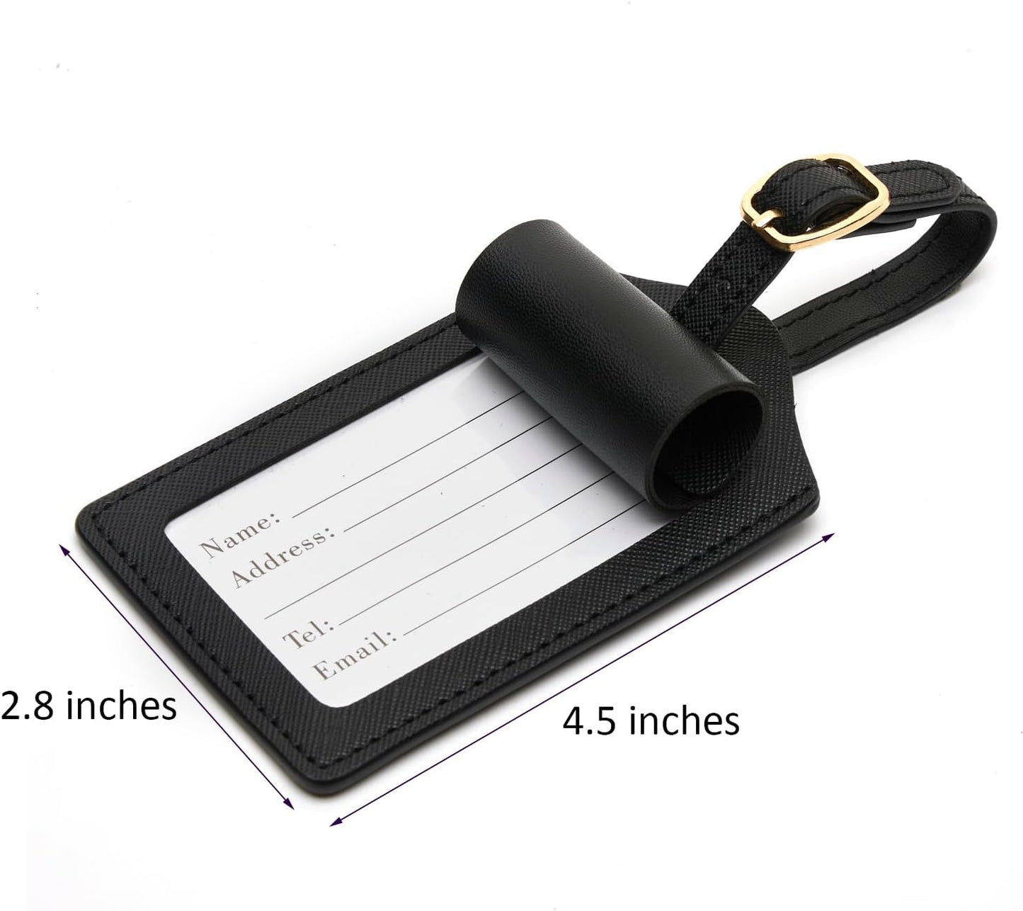 Luggage Tag PU Leather for Suitcase Baggage Handbag Travel Bag Label Suitcase Tag Label Tag w. Name Card & Privacy Cover (L)