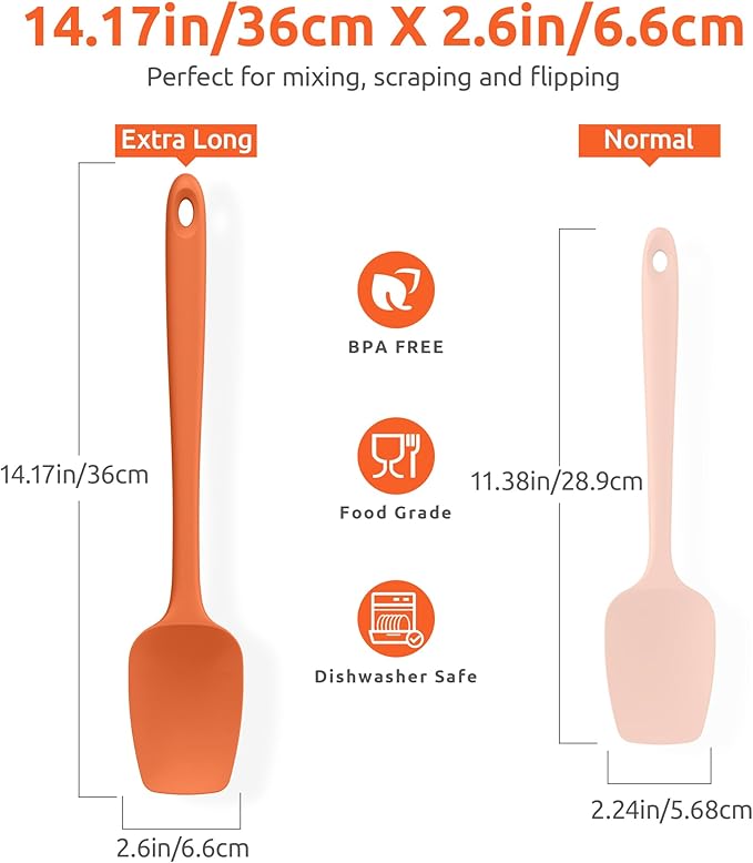 U-Taste Extra-Long 600ºF Heat Resistant Spatula Spoon: 14" Silicone Spoonula - Image 2