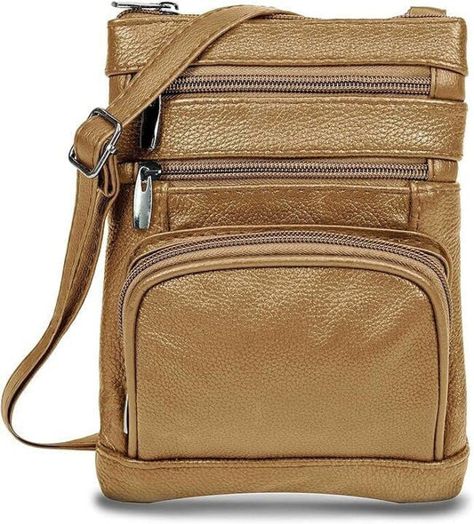 Krediz leather Crossbody Purses for Women, Multi Pocket Crossbody Purse with Adjustable Strap, Soft & Durable Leather Purse