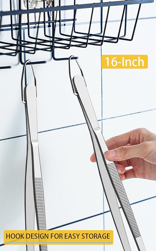 JETKONG 2 Pcs 16-Inch Kitchen Tweezers Extra Long Tweezer Tongs, Heavy Duty - Image 6