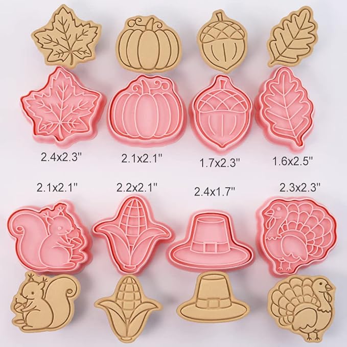 8-Pcs Thanksgiving Cookie Cutters Set 3D Pumpkin, Maple leaf, Squirrel Cookie - Image 5