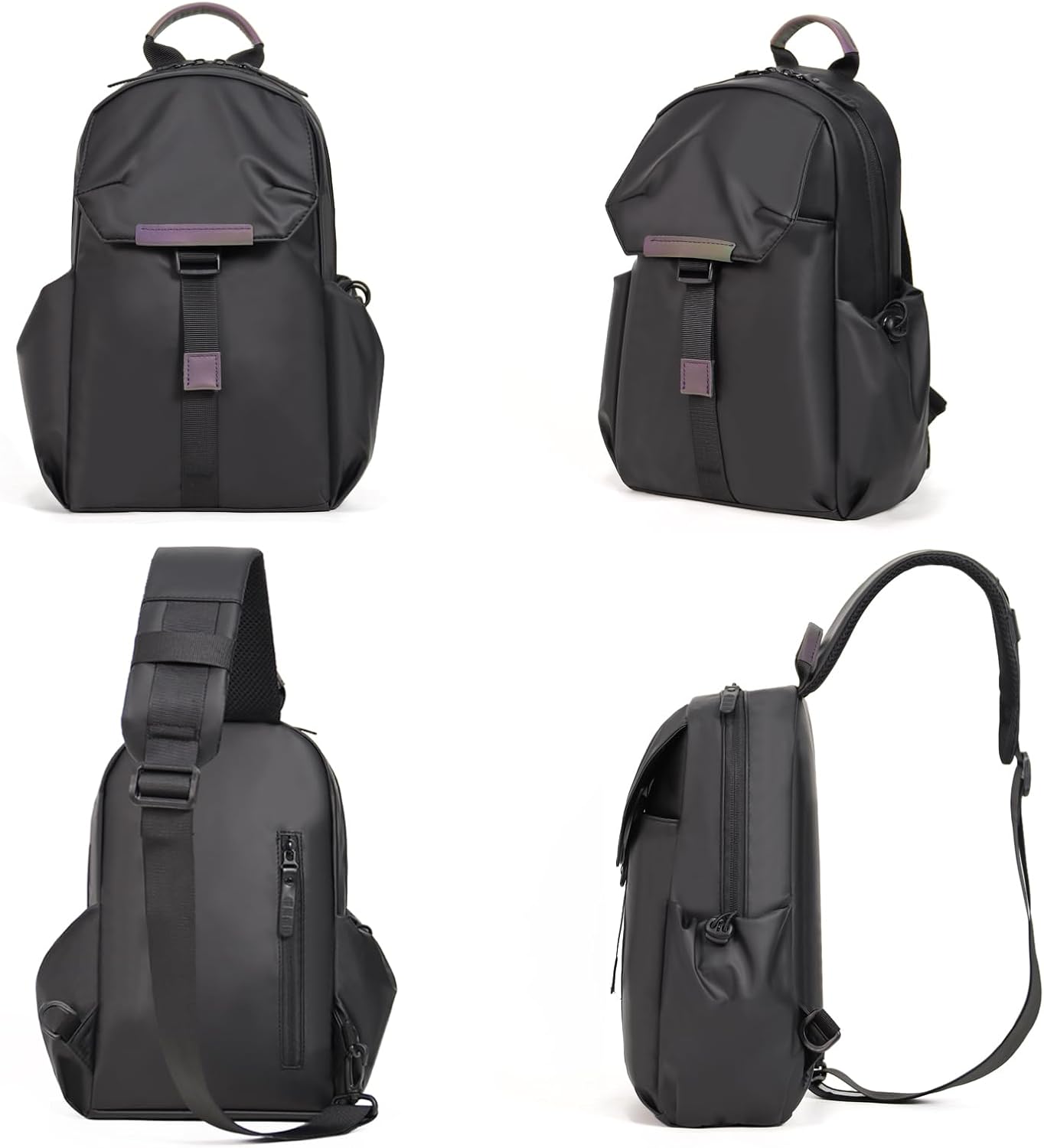Crossbody Messenger Bag for Women Men Travel Backpack Convertibale Sling Bag Travel Hiking Daypack，Water-Resistant (black, small)