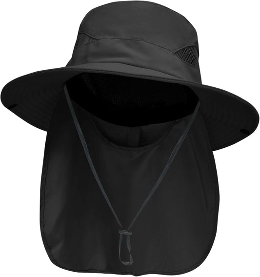 NPJY Sun Fishing Hats with Neck Flap for Men Women UV Sun Protection Bucket Hat
