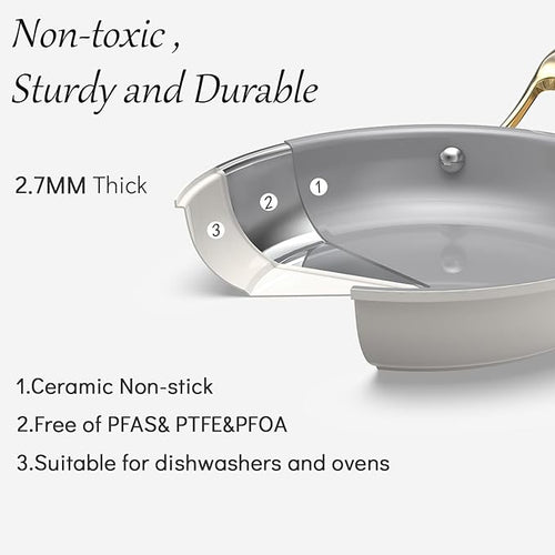 10-Inch Ceramic Non-Stick Cookware Set, 8-in-1 Multifunctional Cookware - Image 2